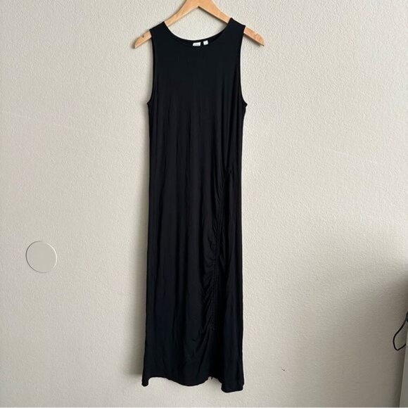 Old Navy Black Jersey Ruched Dress Size Small Tall - Picture 2 of 10